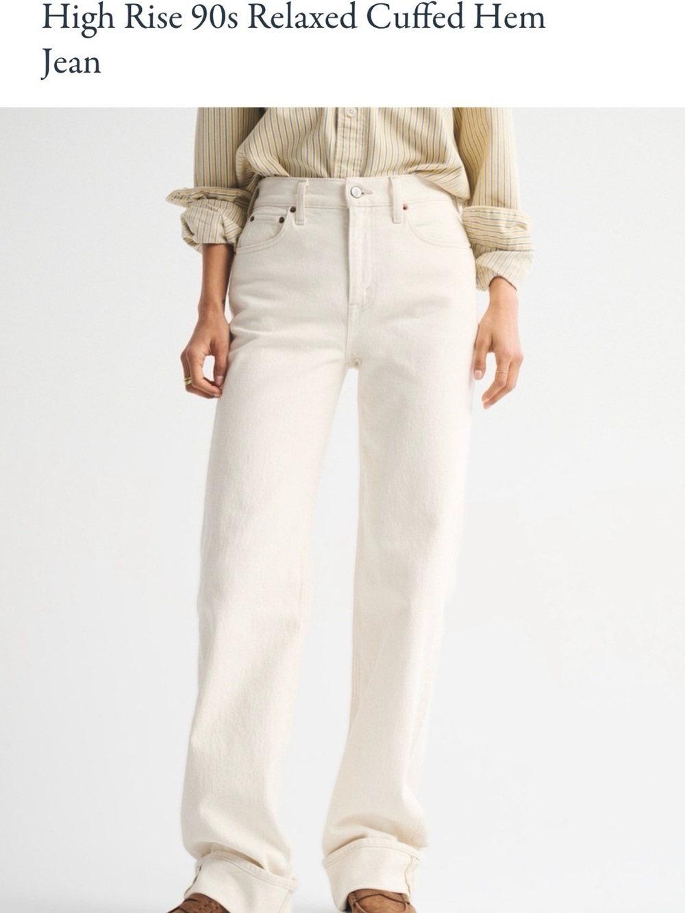 Abercrombie & Fitch High-Rise Relaxed Jeans in Off-White